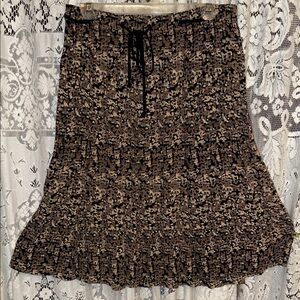 Carole Little Black and Brown Patterned A-Line Skirt‎